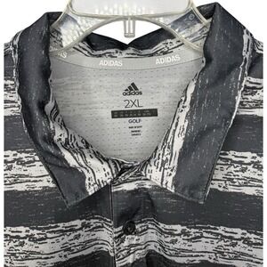 Adidas Golf Polo‎ Shirt Men's 2XL Black White Striped Short Sleeve Performance